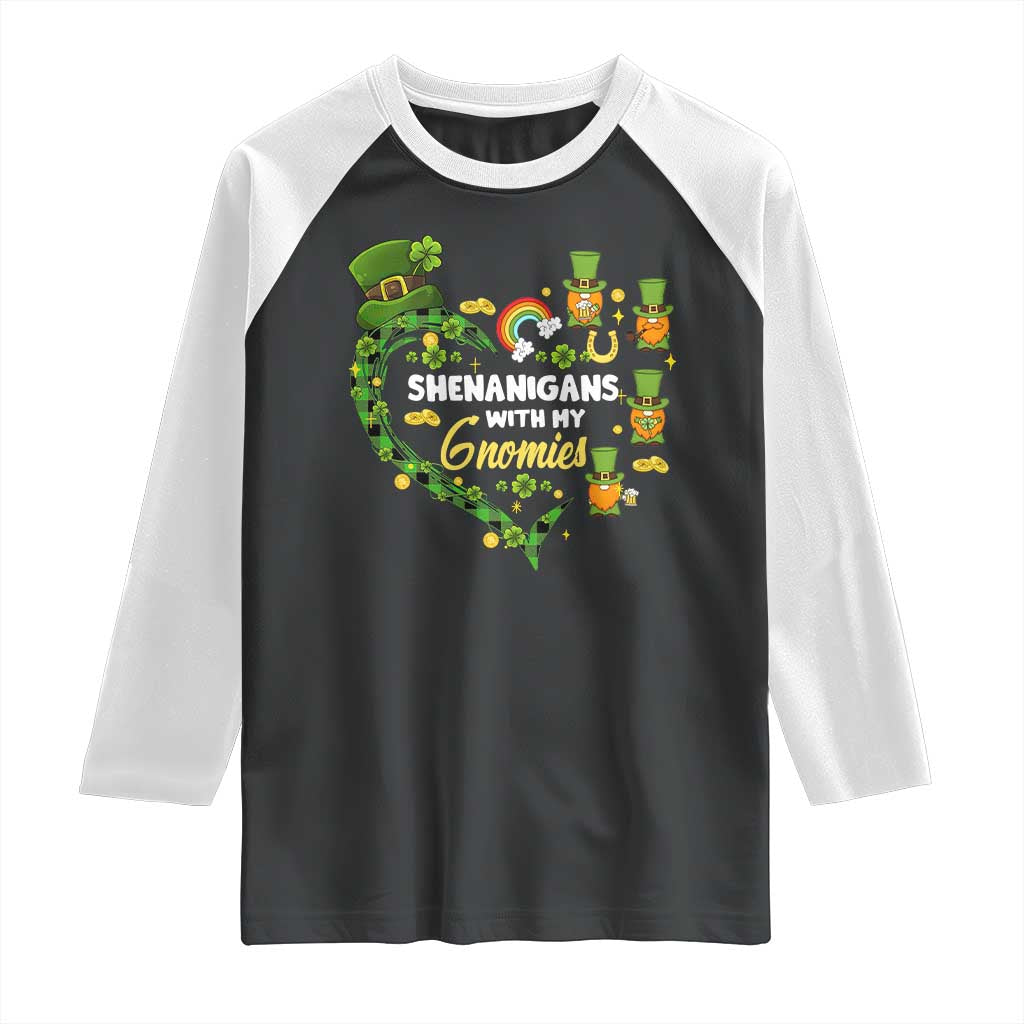 St Patrick's Day Raglan Shirt Shenanigans With My Gnomies Shamrock Gnome