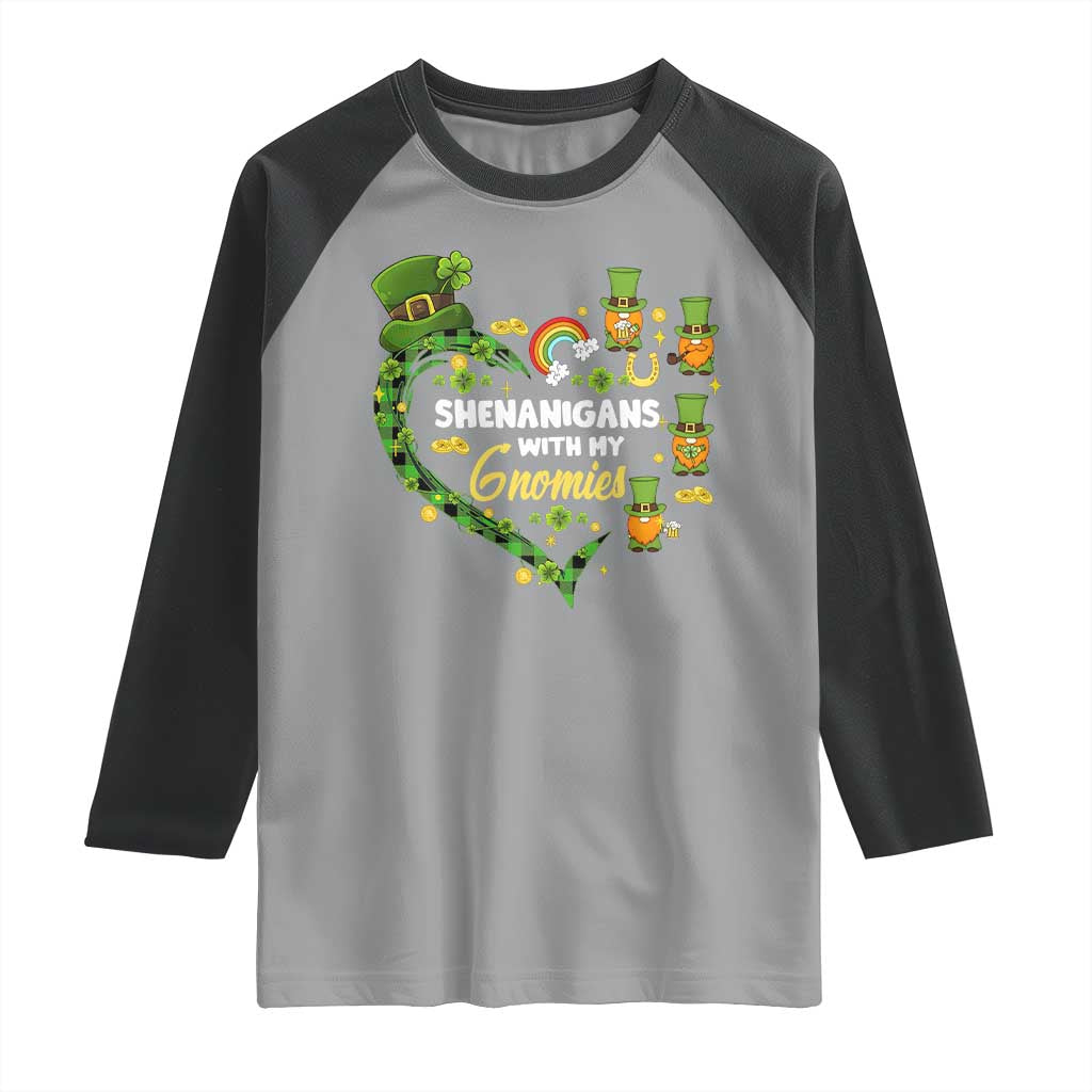 St Patrick's Day Raglan Shirt Shenanigans With My Gnomies Shamrock Gnome