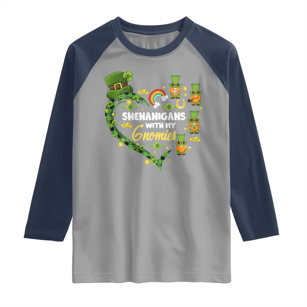 St Patrick's Day Raglan Shirt Shenanigans With My Gnomies Shamrock Gnome