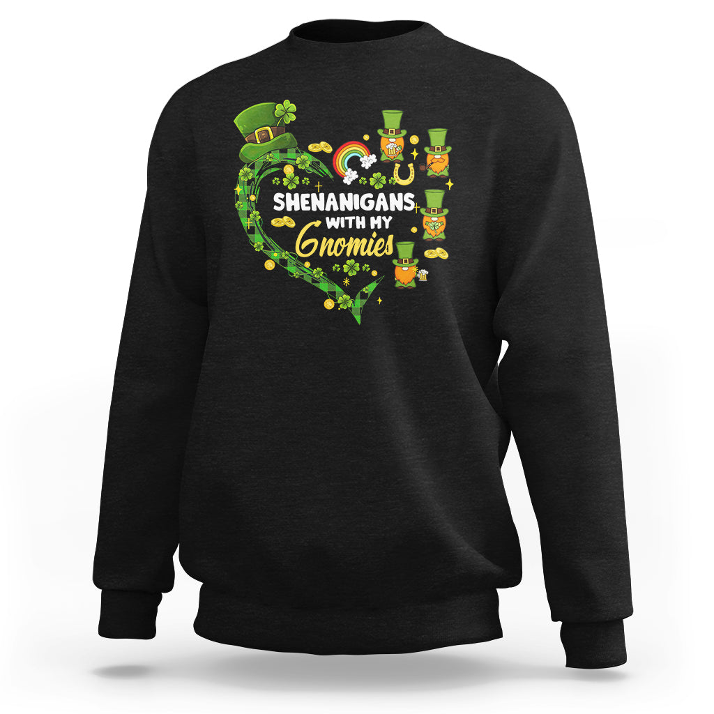 St. Patrick's Day Sweatshirt Shenanigans With My Gnomies Shamrock Gnome - Wonder Print Shop