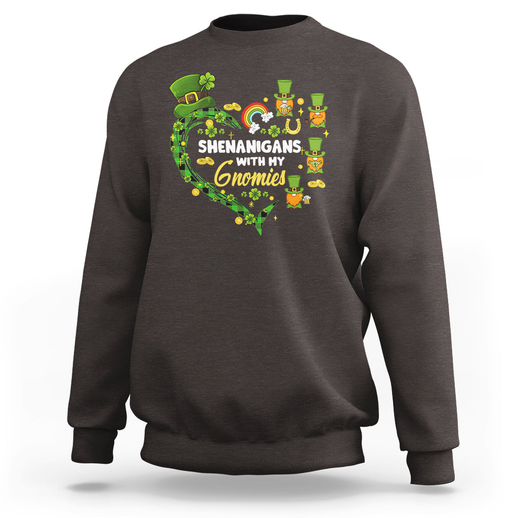 St. Patrick's Day Sweatshirt Shenanigans With My Gnomies Shamrock Gnome - Wonder Print Shop