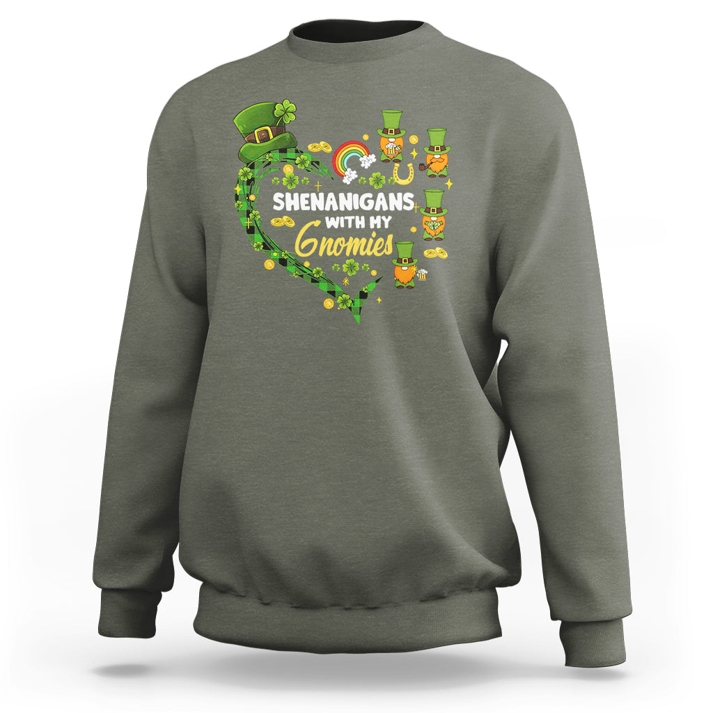 St. Patrick's Day Sweatshirt Shenanigans With My Gnomies Shamrock Gnome - Wonder Print Shop