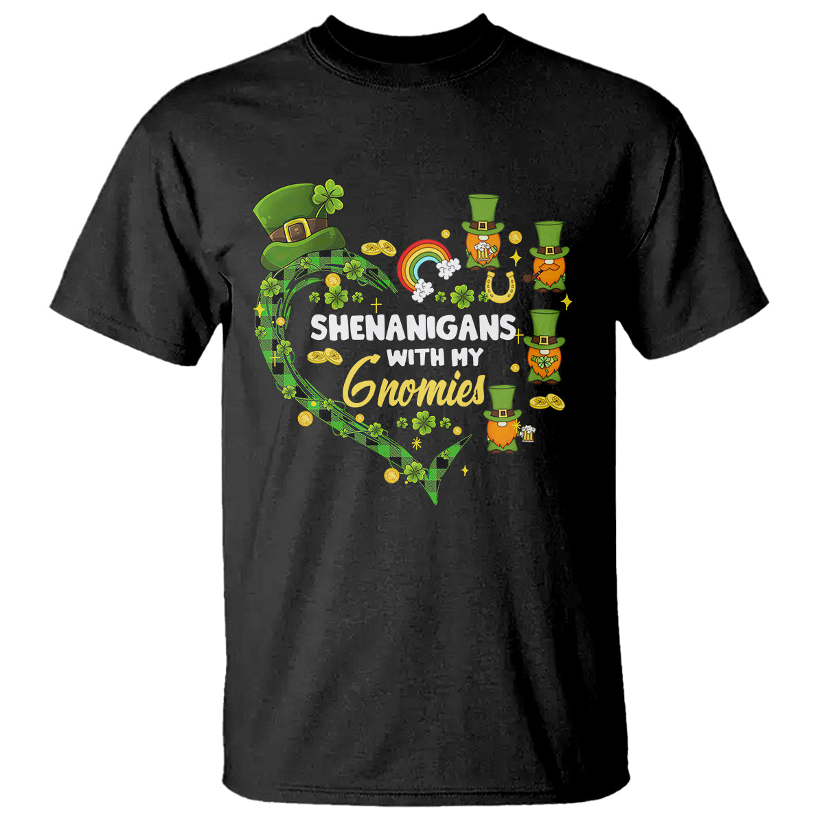 St. Patrick's Day T Shirt Shenanigans With My Gnomies Shamrock Gnome - Wonder Print Shop