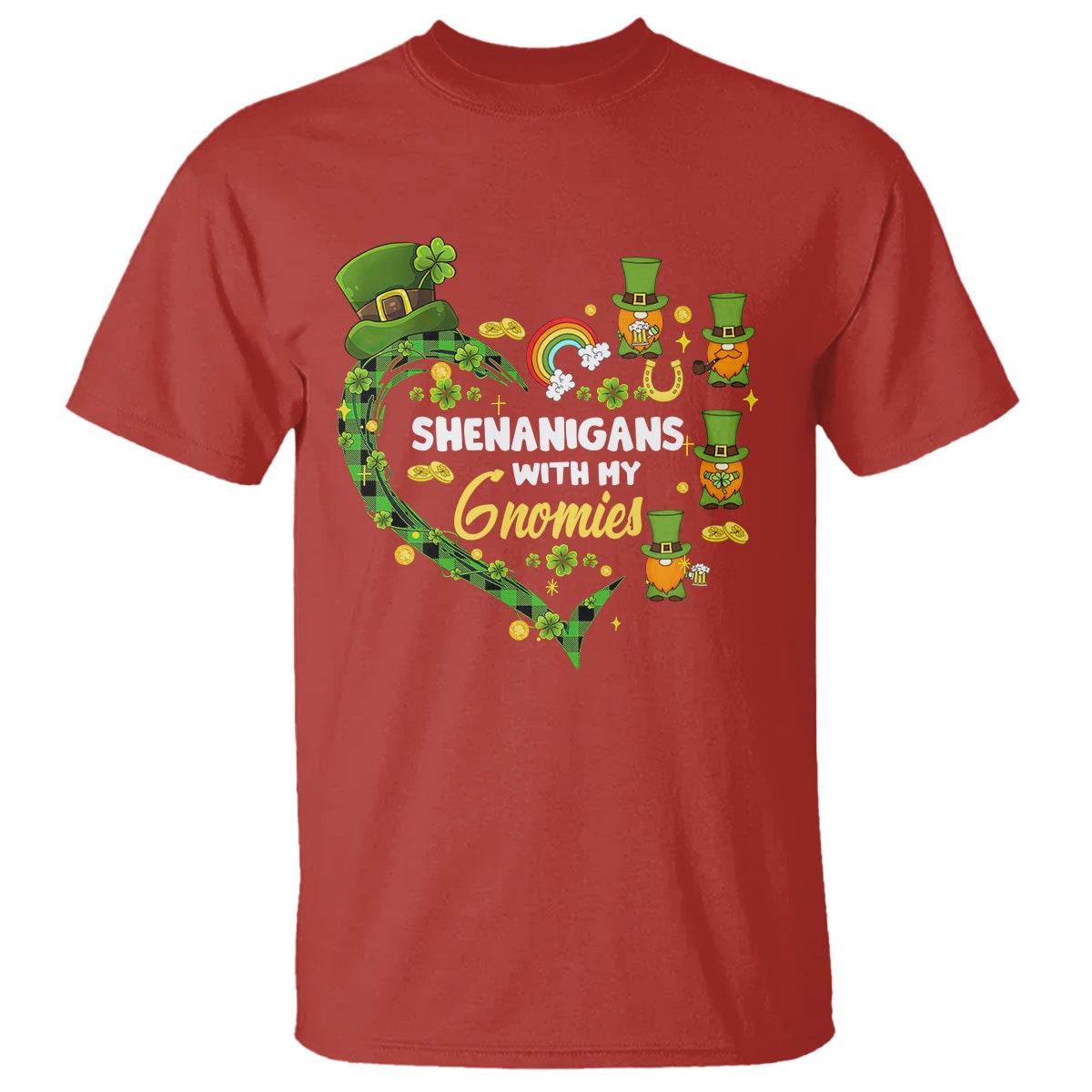 St. Patrick's Day T Shirt Shenanigans With My Gnomies Shamrock Gnome - Wonder Print Shop