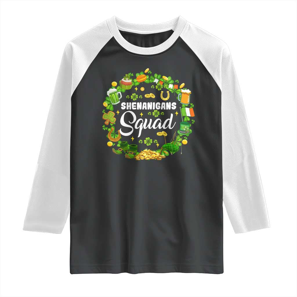 Funny St Patrick's Day Raglan Shirt Shenanigans Squad Matching Group