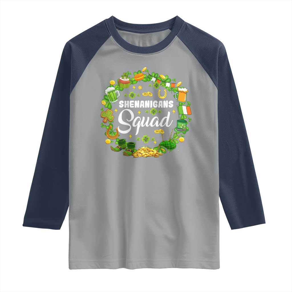 Funny St Patrick's Day Raglan Shirt Shenanigans Squad Matching Group