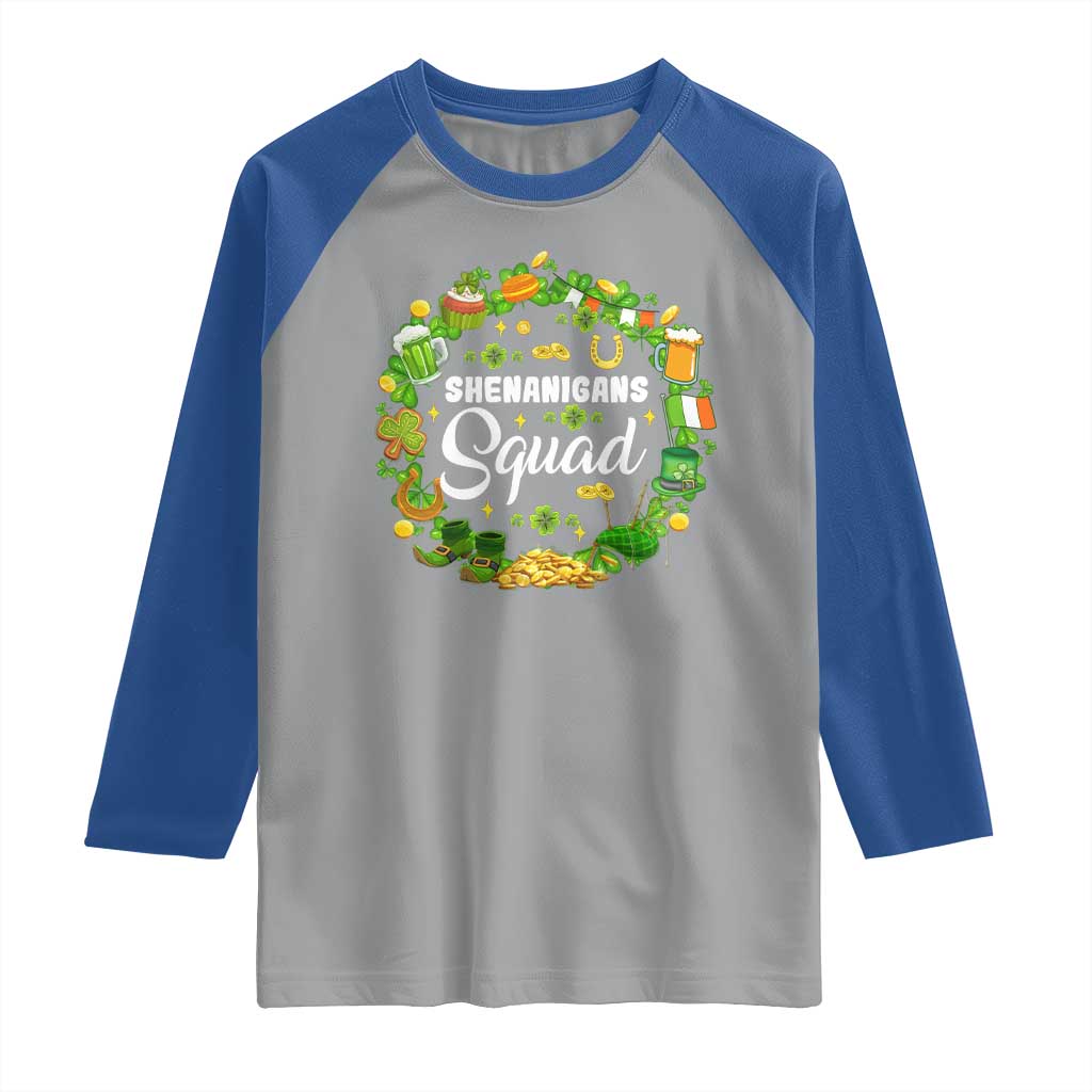 Funny St Patrick's Day Raglan Shirt Shenanigans Squad Matching Group