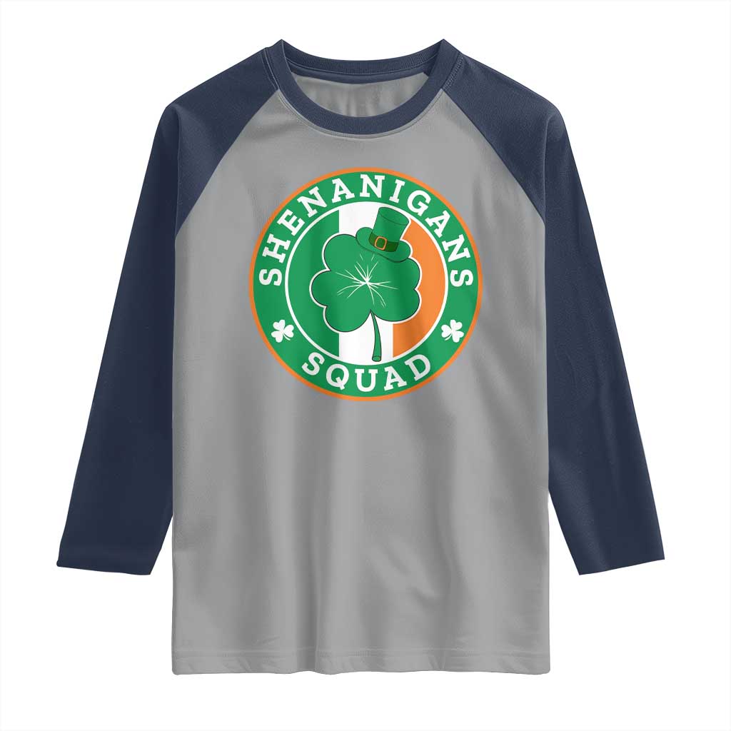 St Patrick's Day Raglan Shirt Shenanigans Squad Funny Matching Group