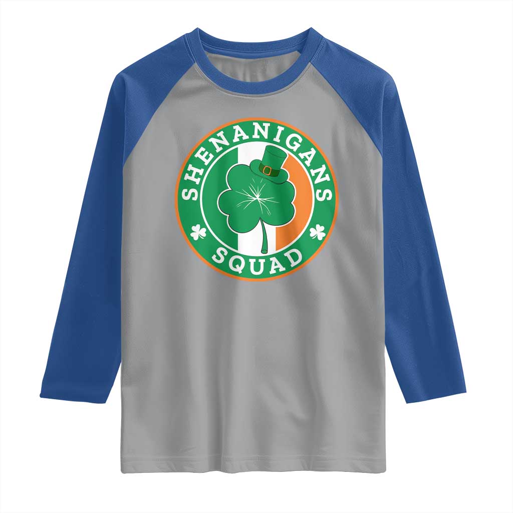 St Patrick's Day Raglan Shirt Shenanigans Squad Funny Matching Group