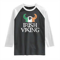 St Patrick's Day Raglan Shirt Irish Viking Helmet Lucky Shamrocks Ireland Flag
