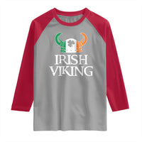 St Patrick's Day Raglan Shirt Irish Viking Helmet Lucky Shamrocks Ireland Flag