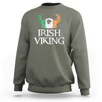 St. Patrick's Day Sweatshirt Irish Viking Helmet Lucky Shamrocks Ireland Flag - Wonder Print Shop