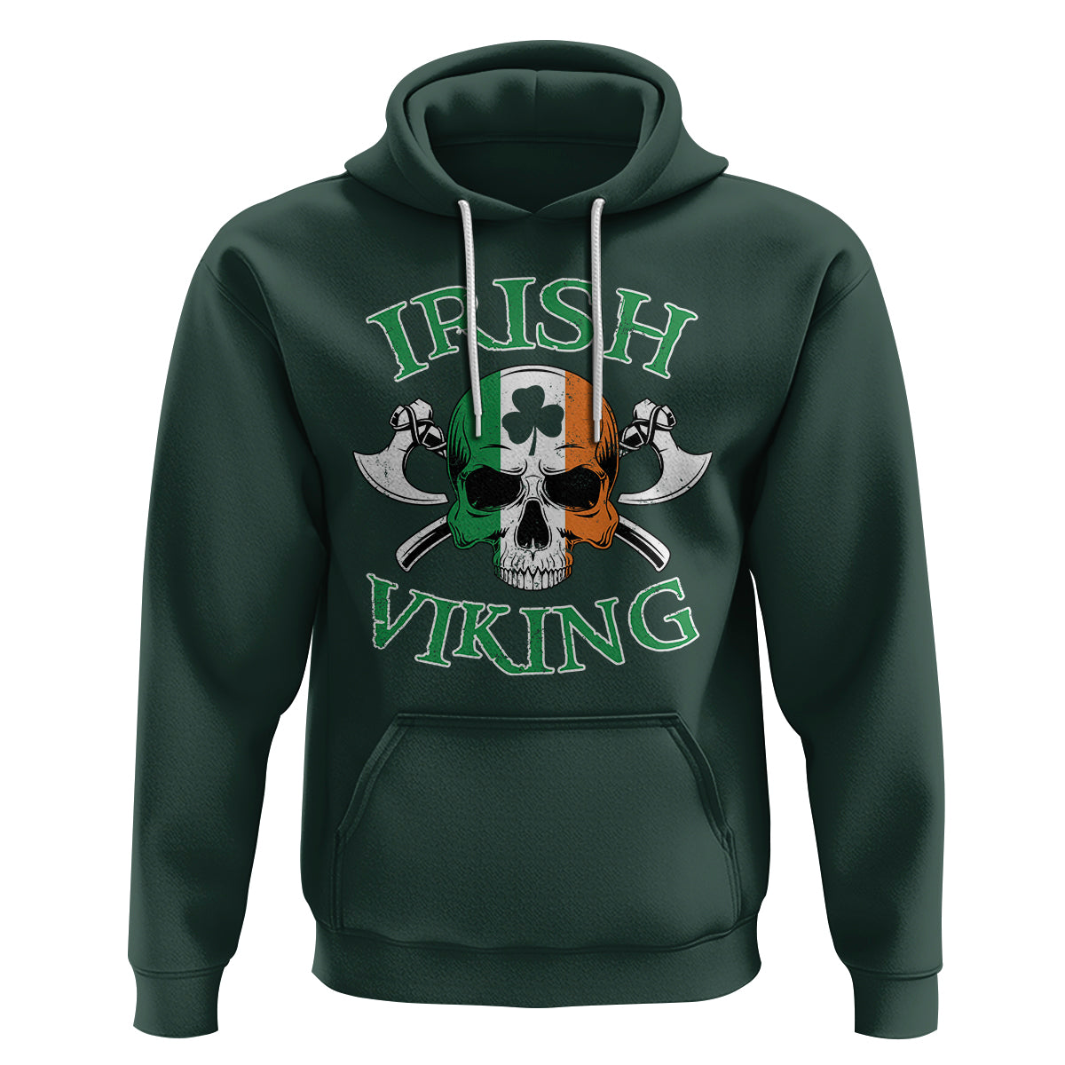 St. Patrick's Day Hoodie Irish Viking Skull Lucky Shamrocks Ireland Flag - Wonder Print Shop