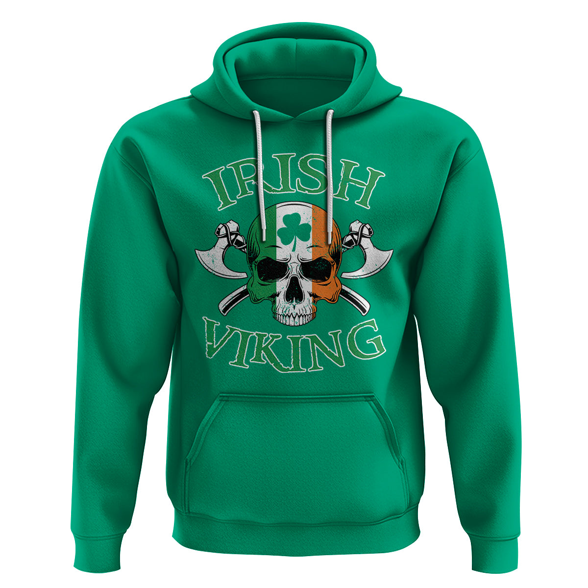 St. Patrick's Day Hoodie Irish Viking Skull Lucky Shamrocks Ireland Flag - Wonder Print Shop