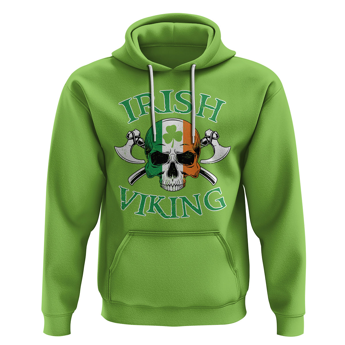 St. Patrick's Day Hoodie Irish Viking Skull Lucky Shamrocks Ireland Flag - Wonder Print Shop