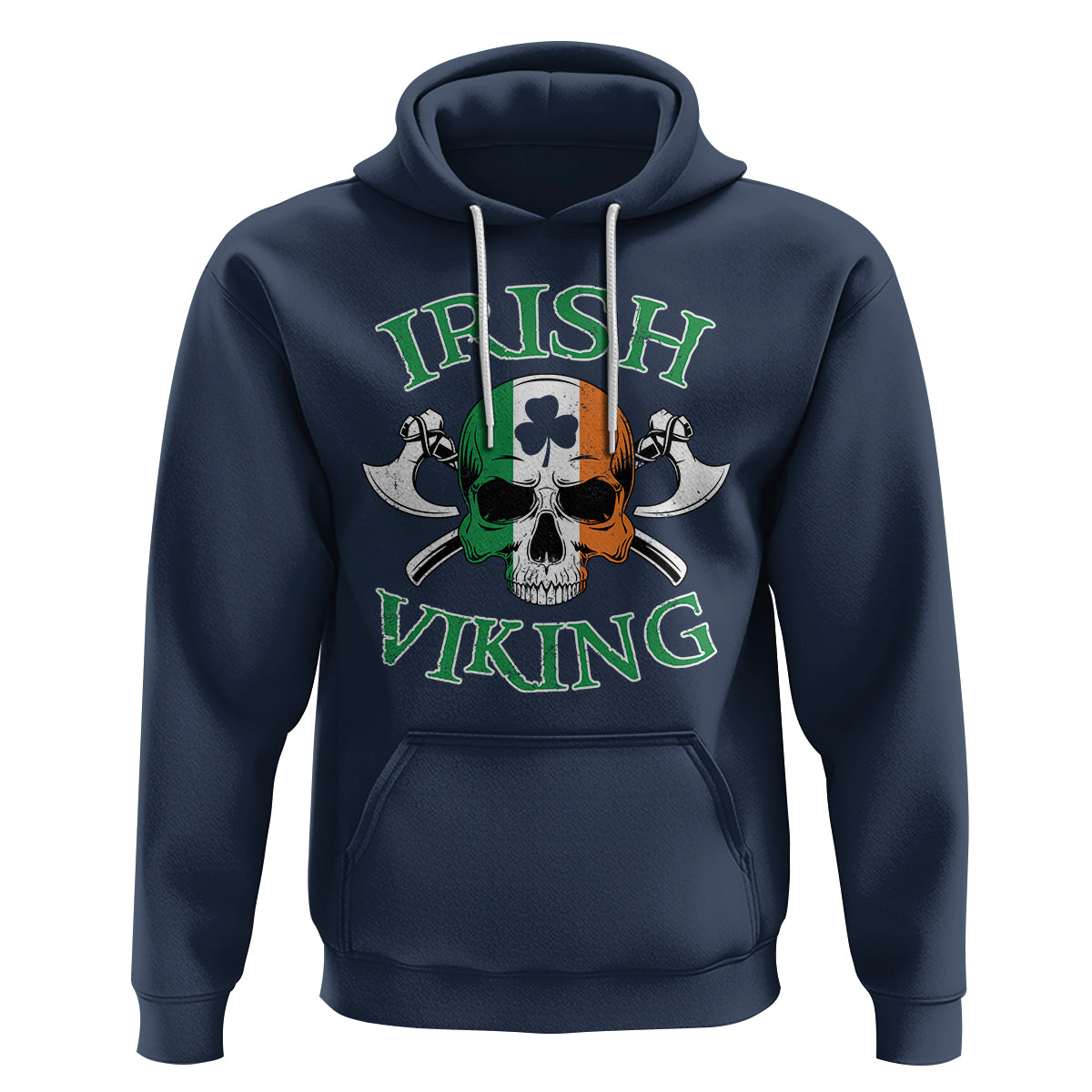 St. Patrick's Day Hoodie Irish Viking Skull Lucky Shamrocks Ireland Flag - Wonder Print Shop