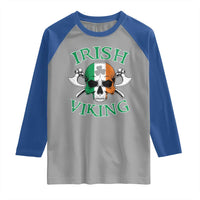 St Patrick's Day Raglan Shirt Irish Viking Skull Lucky Shamrocks Ireland Flag