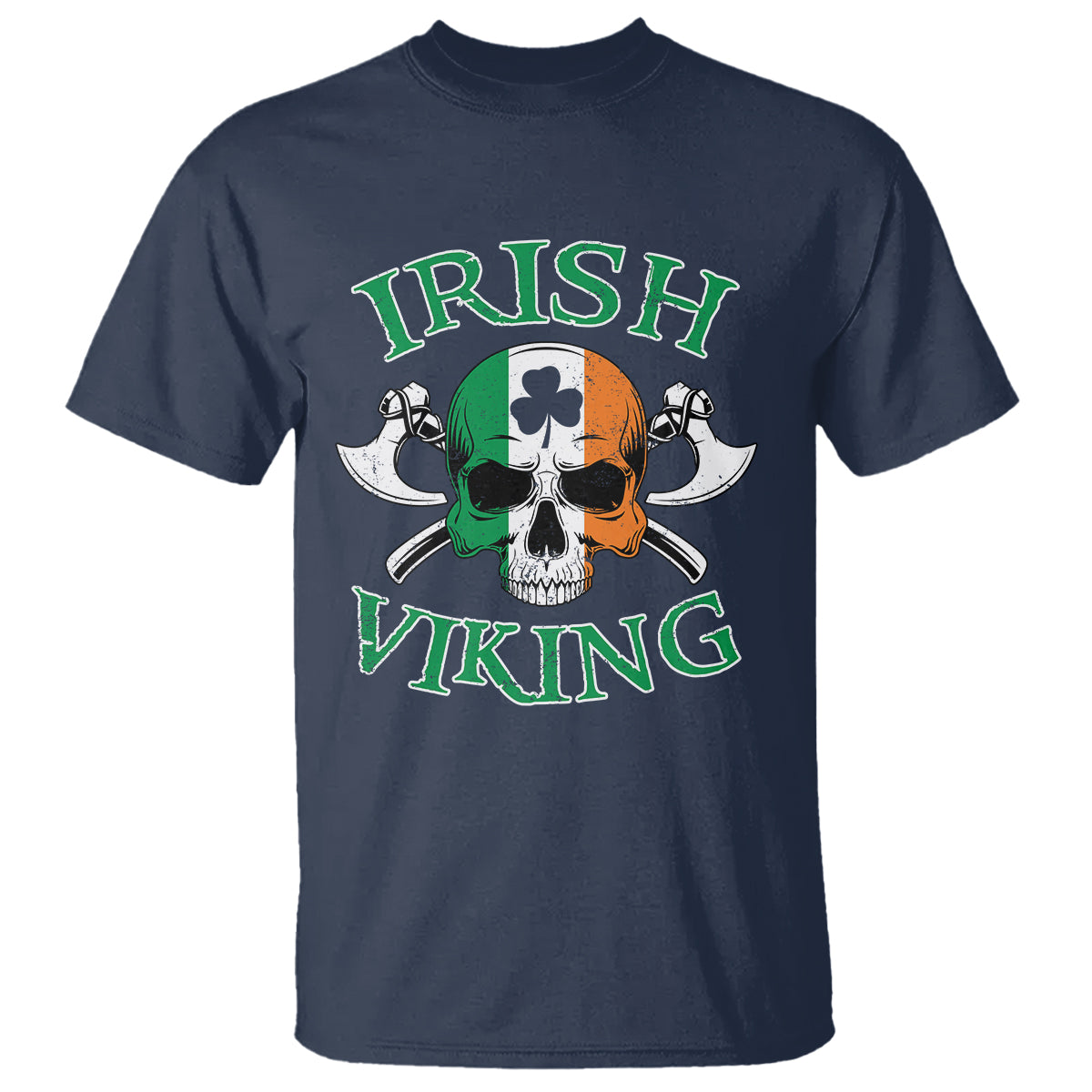 St. Patrick's Day T Shirt Irish Viking Skull Lucky Shamrocks Ireland Flag - Wonder Print Shop
