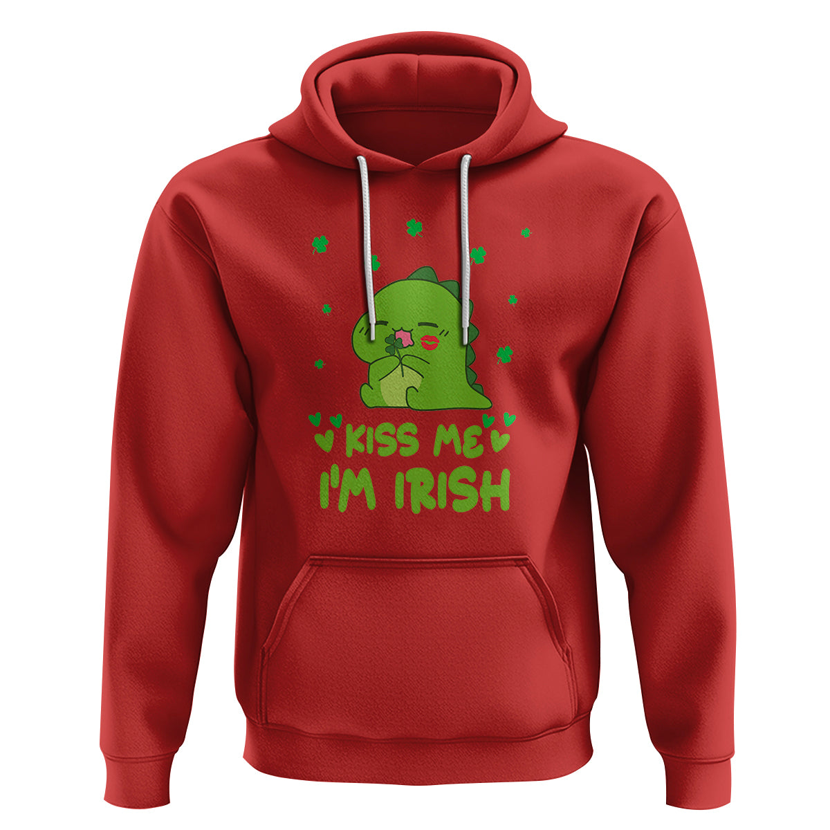 St. Patrick's Day Hoodie Kiss Me I'm Irish Cute Dinosaur - Wonder Print Shop