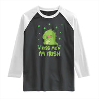 St Patrick's Day Raglan Shirt Kiss Me I'm Irish Cute Dinosaur