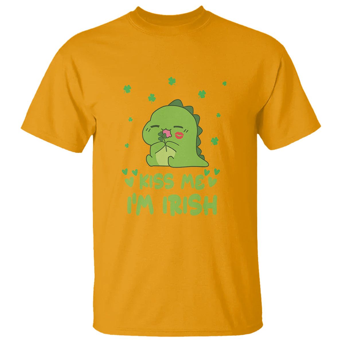 St. Patrick's Day T Shirt Kiss Me I'm Irish Cute Dinosaur - Wonder Print Shop