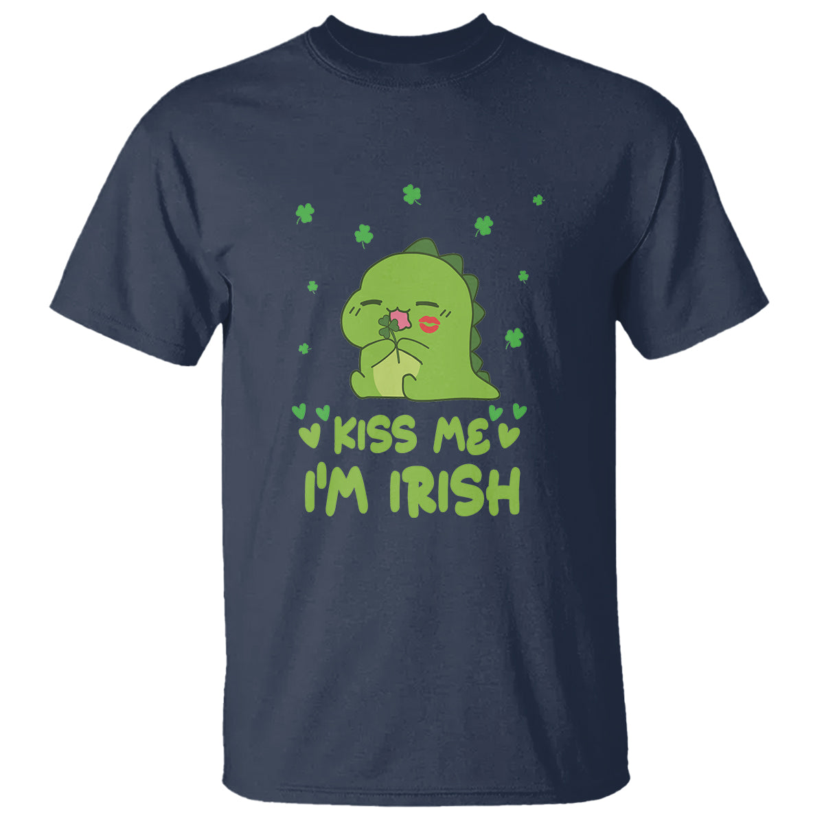 St. Patrick's Day T Shirt Kiss Me I'm Irish Cute Dinosaur - Wonder Print Shop