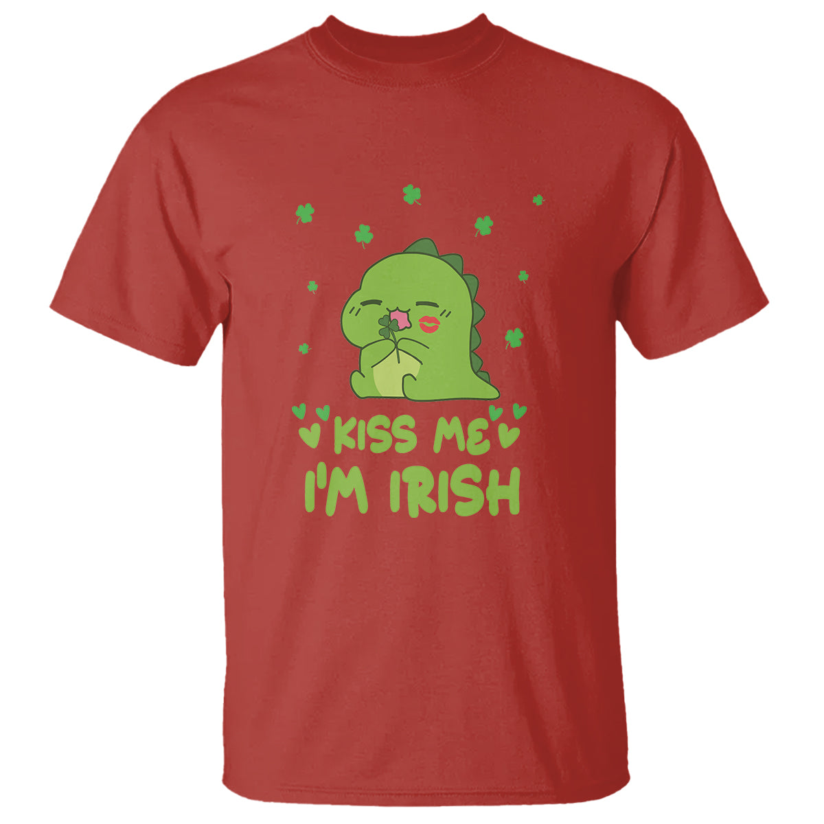 St. Patrick's Day T Shirt Kiss Me I'm Irish Cute Dinosaur - Wonder Print Shop
