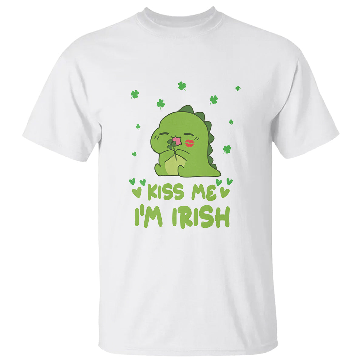 St. Patrick's Day T Shirt Kiss Me I'm Irish Cute Dinosaur - Wonder Print Shop