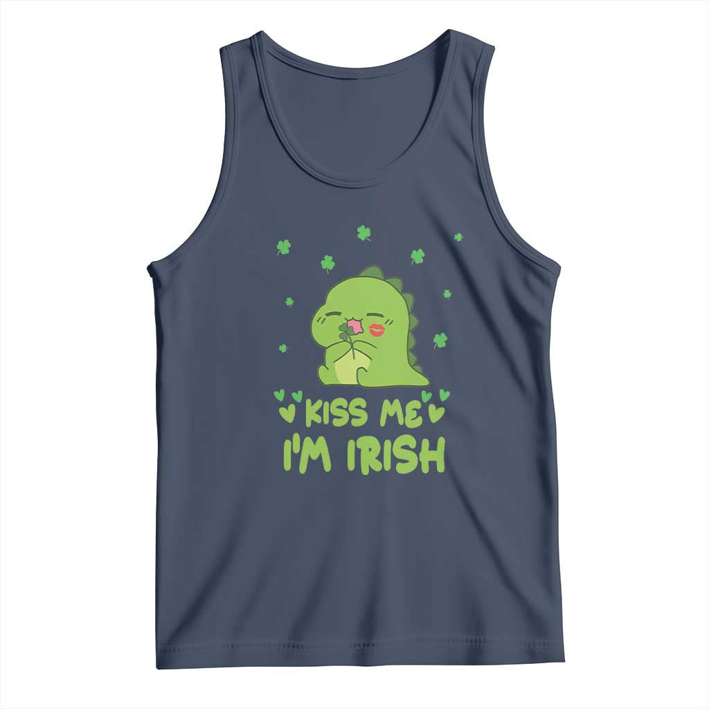 St Patrick's Day Tank Top Kiss Me I'm Irish Cute Dinosaur
