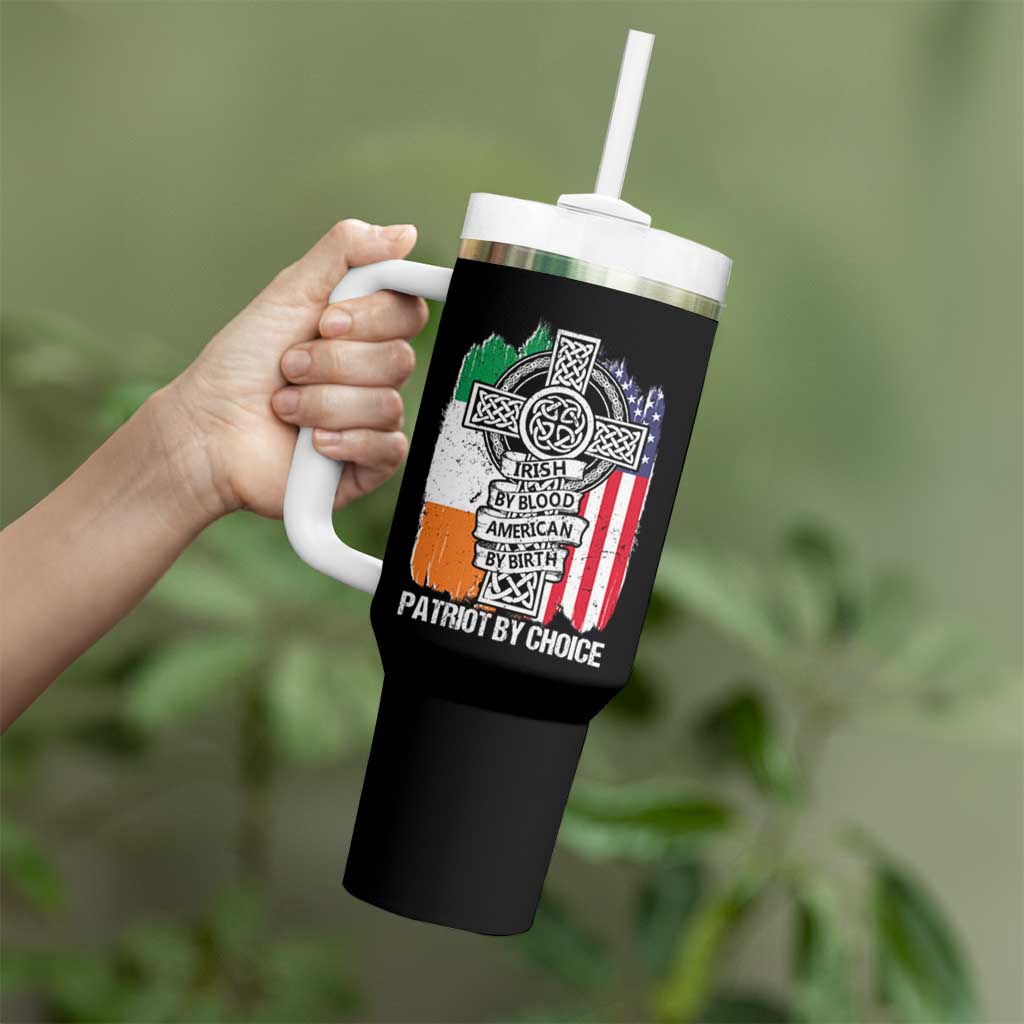 Irish By Blood American By Birth Patriot By Choice Tumbler With Handle Celtic Cross Ireland America Flag