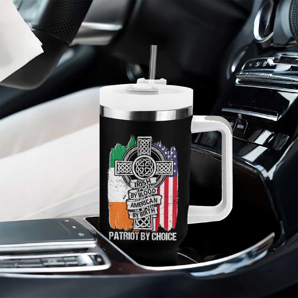 Irish By Blood American By Birth Patriot By Choice Tumbler With Handle Celtic Cross Ireland America Flag