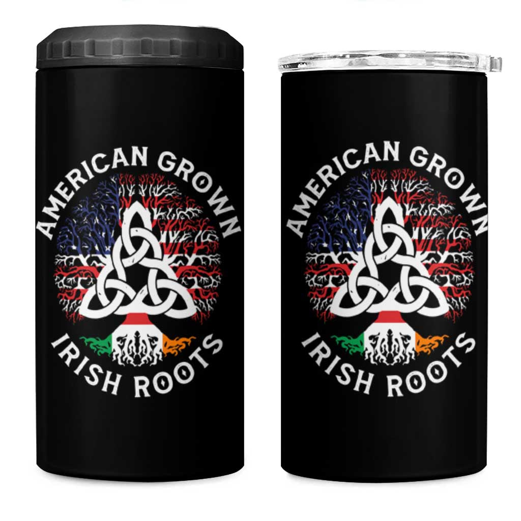 American Grown Irish Roots Ireland Flag 4 in 1 Can Cooler Tumbler