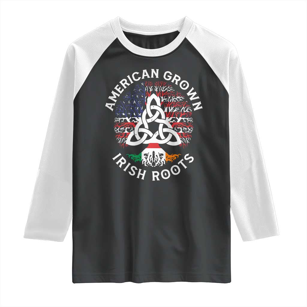 American Grown Irish Roots Ireland Flag Raglan Shirt