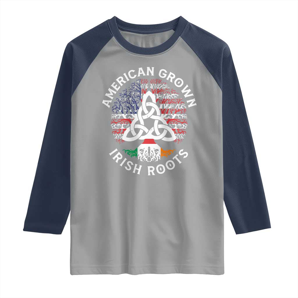 American Grown Irish Roots Ireland Flag Raglan Shirt