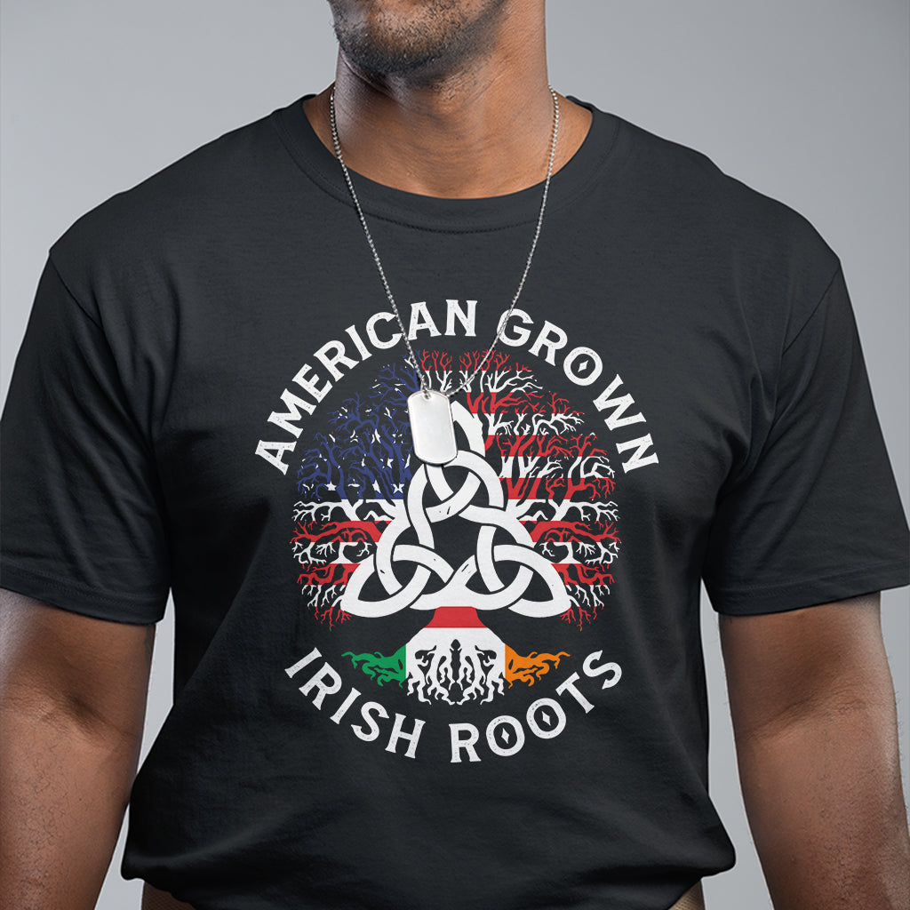 American Grown Irish Roots Ireland Flag T Shirt - Wonder Print Shop