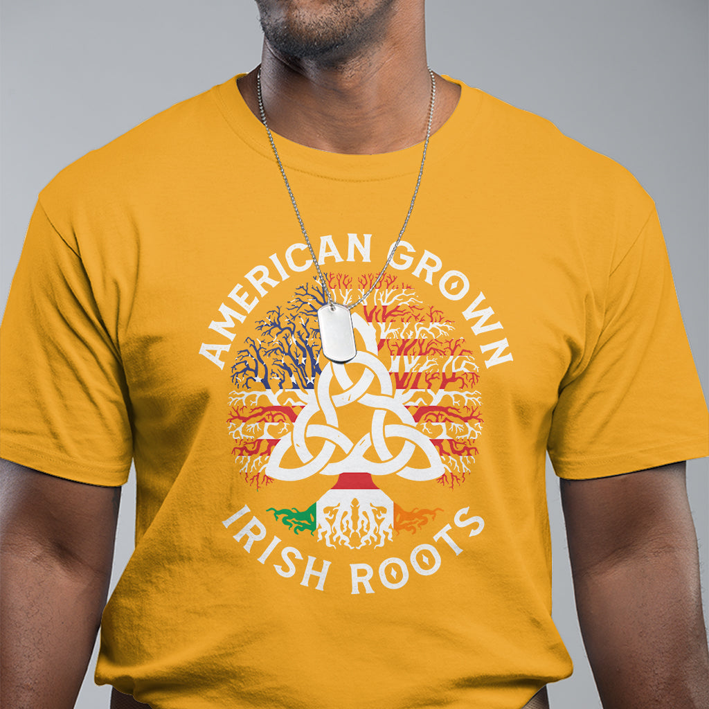 American Grown Irish Roots Ireland Flag T Shirt - Wonder Print Shop