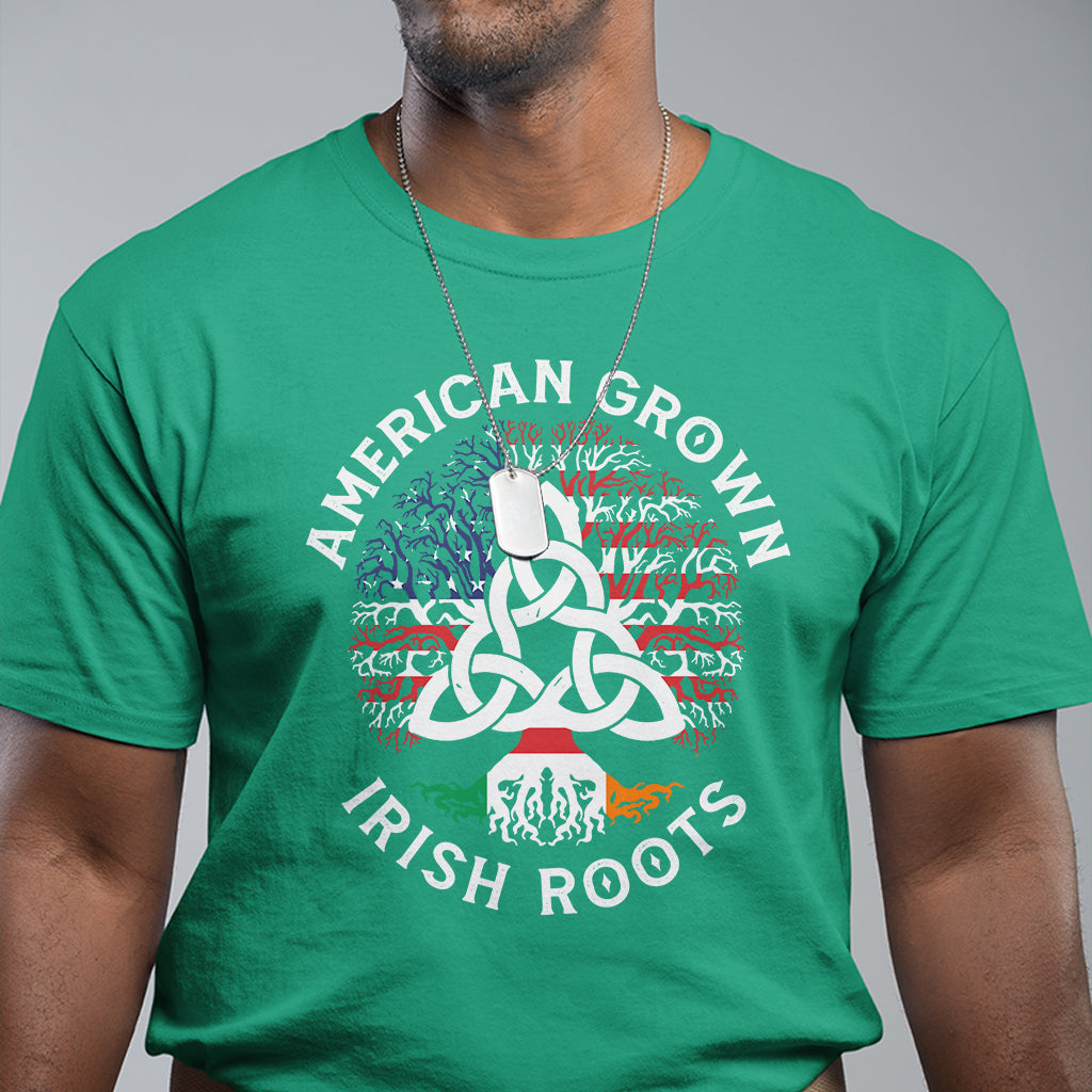 American Grown Irish Roots Ireland Flag T Shirt - Wonder Print Shop
