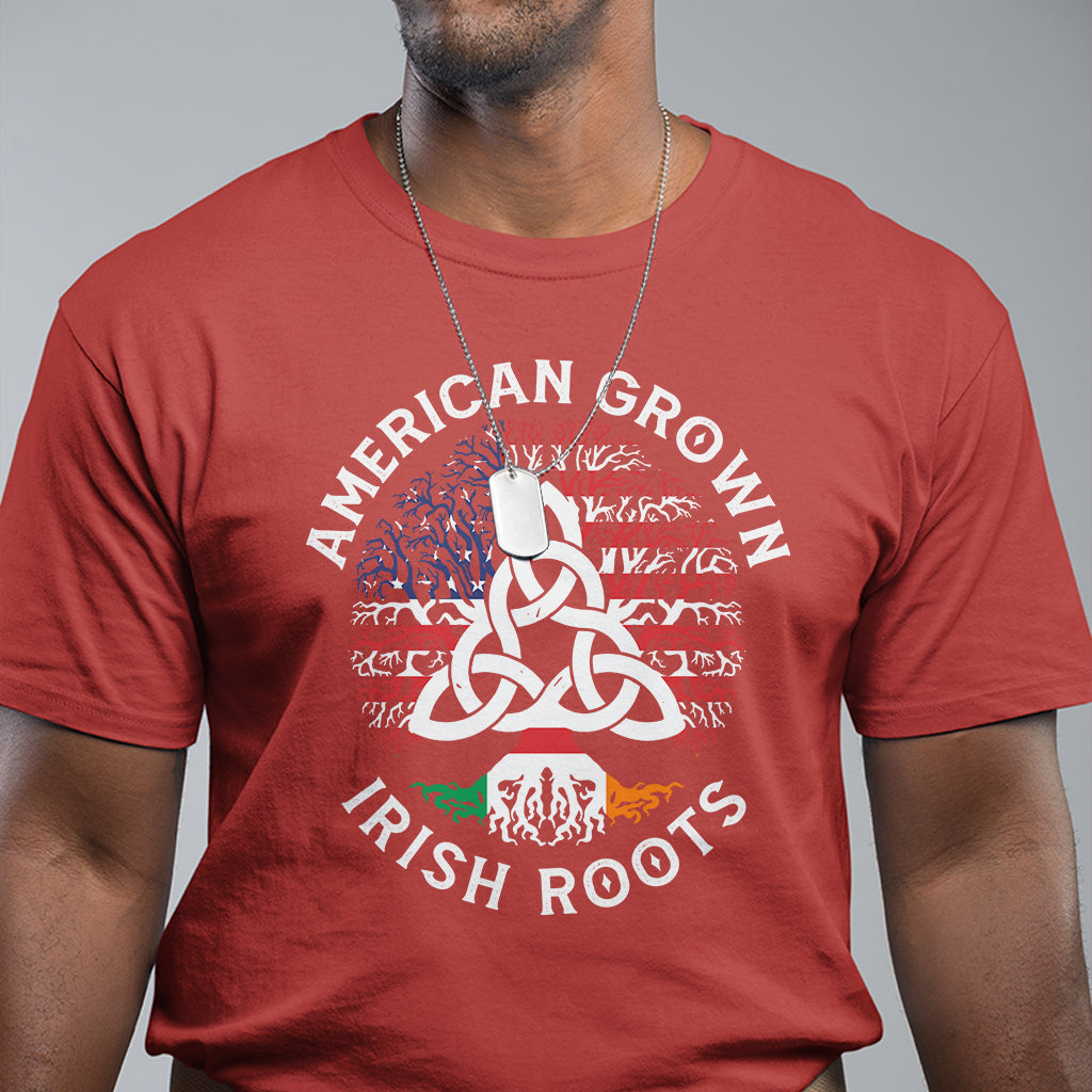 American Grown Irish Roots Ireland Flag T Shirt - Wonder Print Shop
