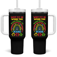 Autism Awareness Tumbler With Handle Why Fit In When You Were Born To Stand Out