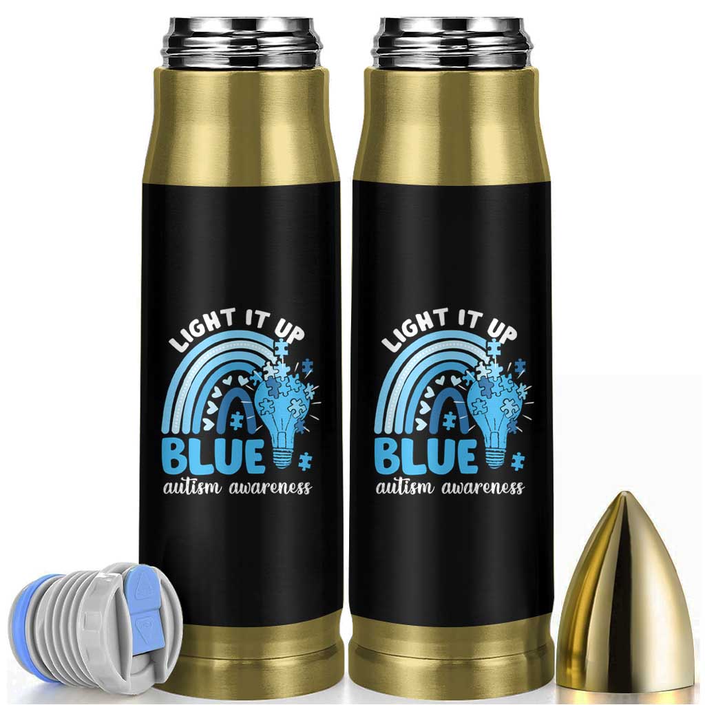 Autism Awareness Bullet Tumbler Light It Up Blue Rainbow Puzzle Piece