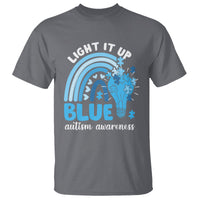 Autism Awareness T Shirt Light It Up Blue Rainbow Puzzle Piece - Wonder Print Shop