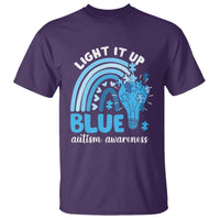 Autism Awareness T Shirt Light It Up Blue Rainbow Puzzle Piece - Wonder Print Shop