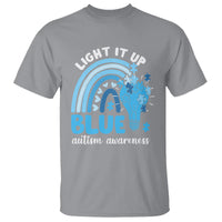 Autism Awareness T Shirt Light It Up Blue Rainbow Puzzle Piece - Wonder Print Shop