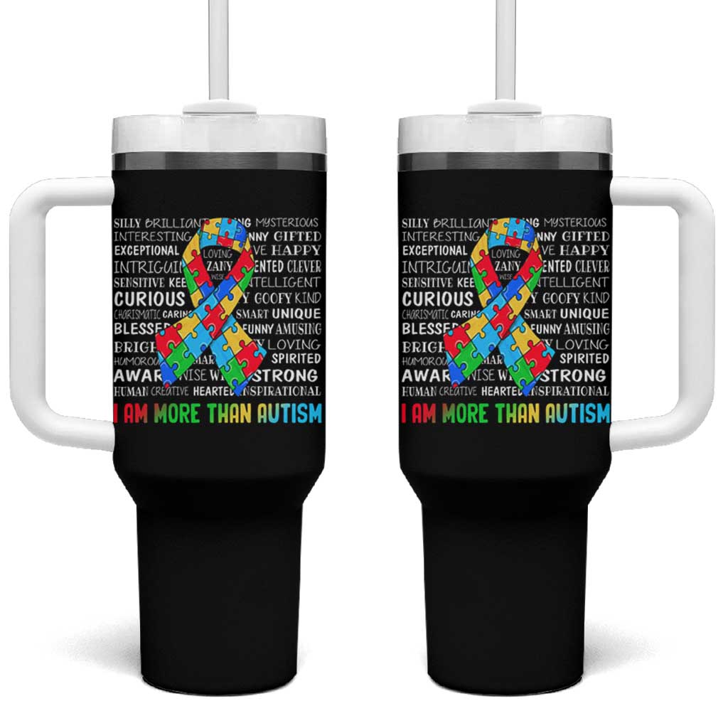Autism Awareness Tumbler With Handle I Am More Than Autism Brilliant Strong Unique Brave Happy Creative
