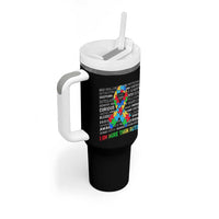 Autism Awareness Tumbler With Handle I Am More Than Autism Brilliant Strong Unique Brave Happy Creative
