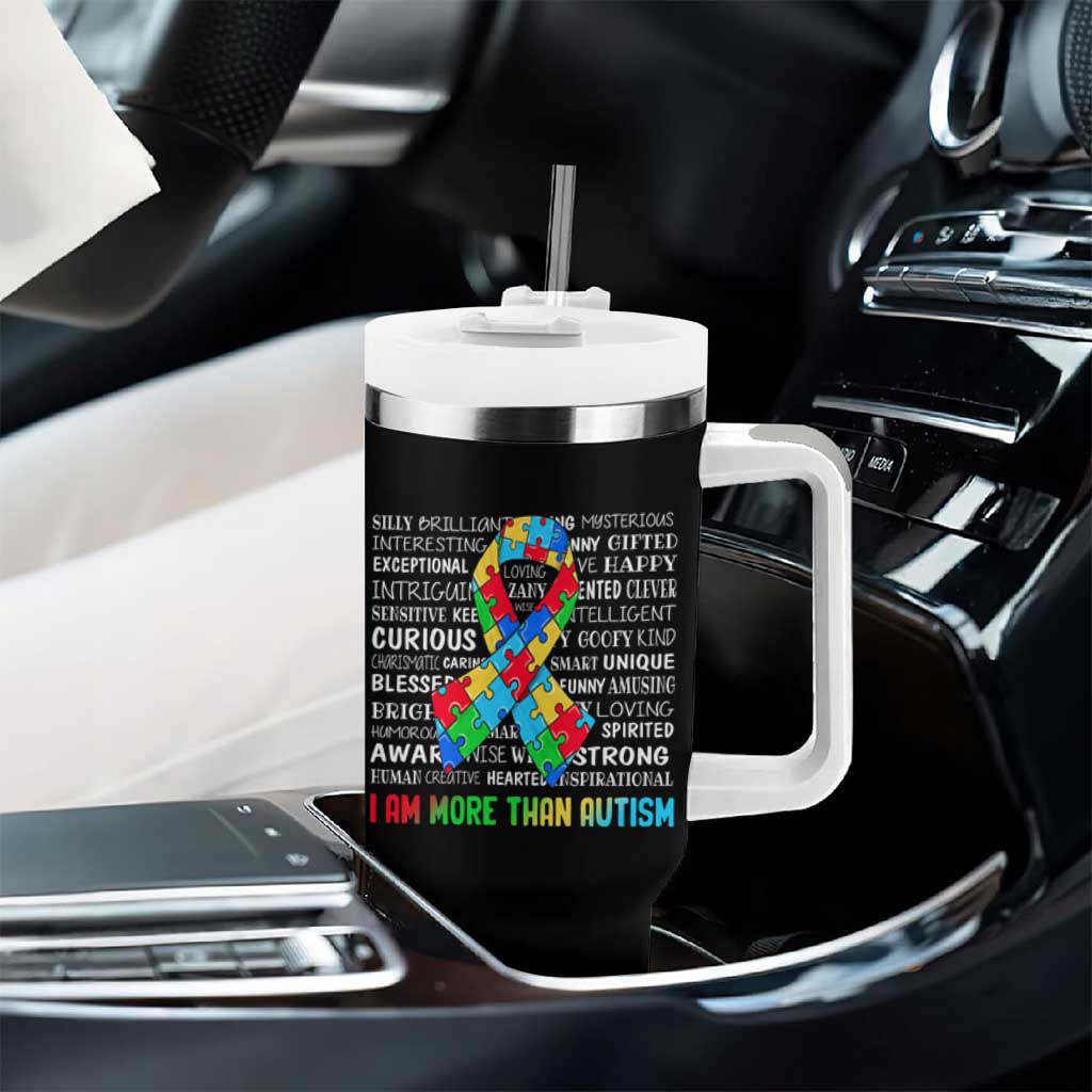 Autism Awareness Tumbler With Handle I Am More Than Autism Brilliant Strong Unique Brave Happy Creative