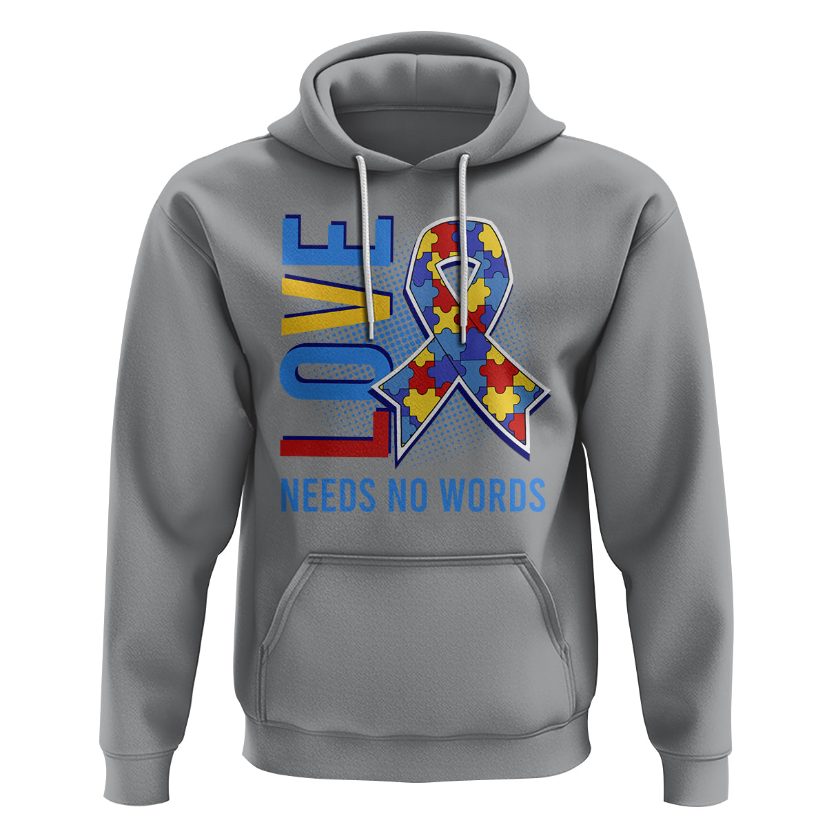 Autism Awareness Hoodie Love Needs No Words Puzzle Heart - Wonder Print Shop