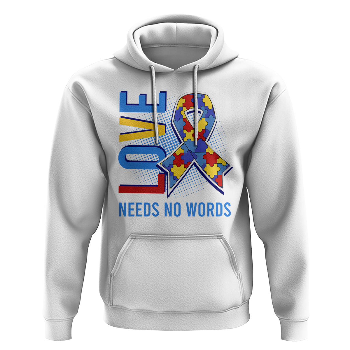 Autism Awareness Hoodie Love Needs No Words Puzzle Heart - Wonder Print Shop