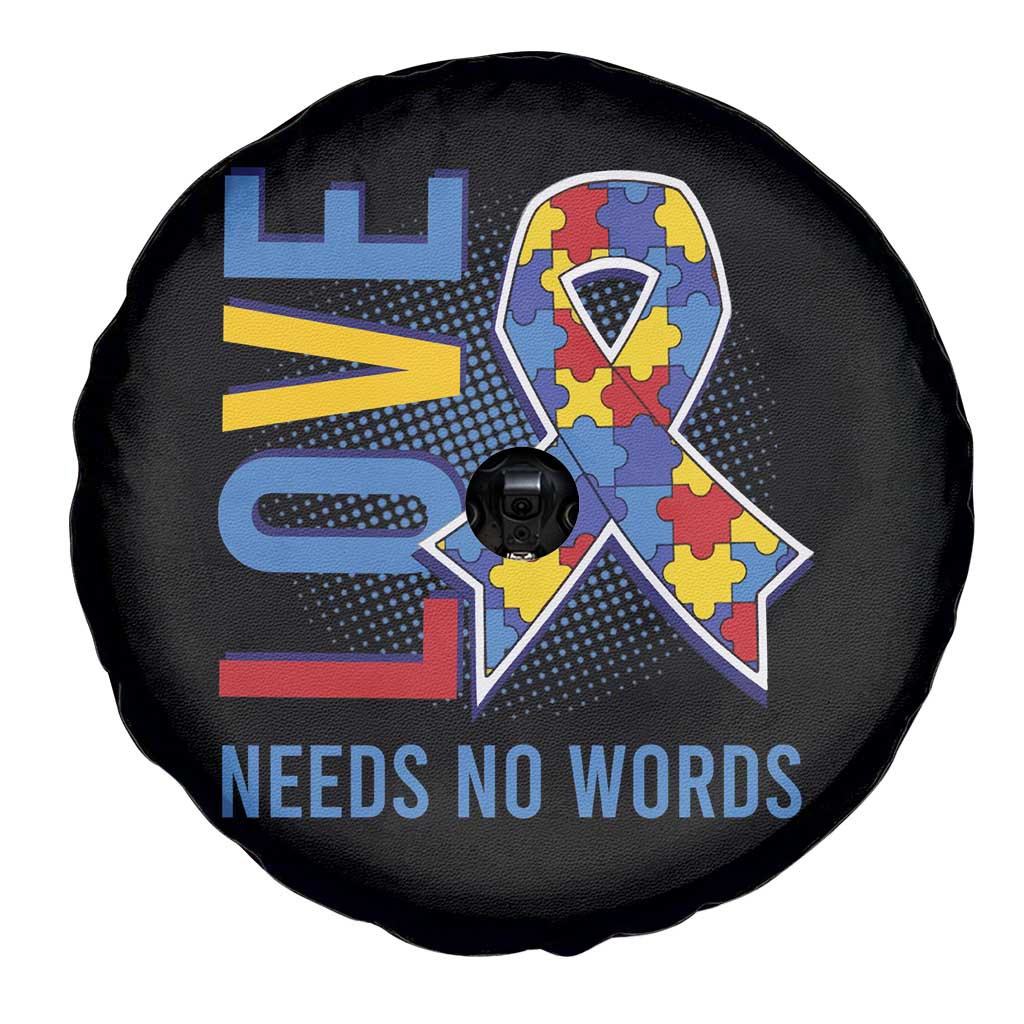 Autism Awareness Spare Tire Cover Love Needs No Words Puzzle Heart