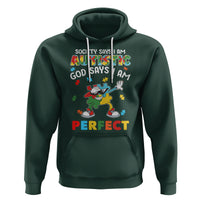 Autism Awareness Hoodie Society Says I'm Autistic God Says I'm Perfect Puzzle Dabbing - Wonder Print Shop
